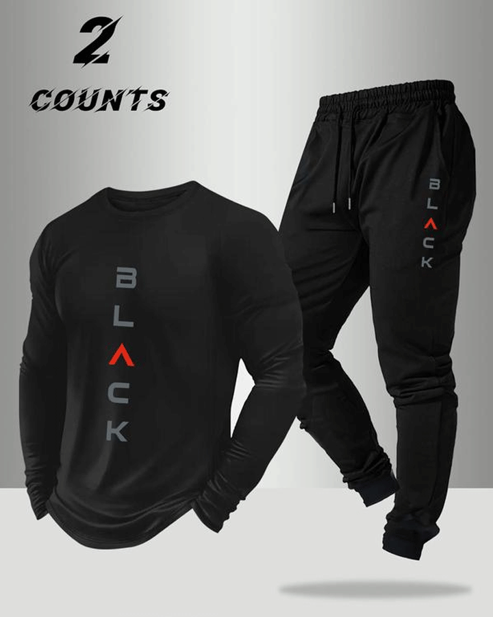 Two-Piece Set Men's Solid Color Long Sleeve Hoodie & Pants