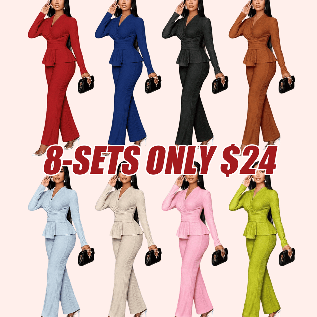 Women's Apricot Color Elegant V Neck Long Sleeve T-Shirt And Wide Leg Pants Two Piece Set 124697734